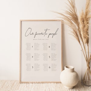 Neutral Minimalist Seating Chart Table Rows, Modern Wedding Seating Chart Template, Row Seating Chart Wedding Template, Editable - Kyra