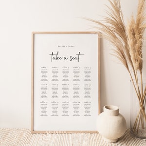 Minimal Seating Chart Template, Modern Wedding Sign Take a Seat, Editable Wedding Seating Chart Template, Seating Chart for Wedding - Harper