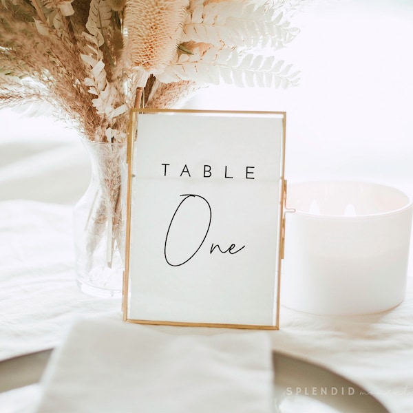 Modern Wedding Table Numbers Template, Printable Minimalist Wedding Table Numbers, Minimal Wedding Table Numbers - Liv (Dove White)