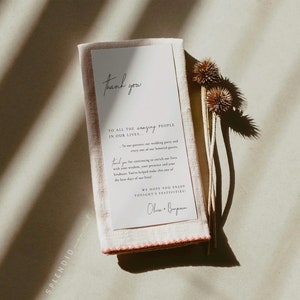 Plantilla moderna de nota de agradecimiento, tarjeta de agradecimiento de boda en blanco roto, carta de agradecimiento de boda personalizada, plantilla de recepción - Kyra