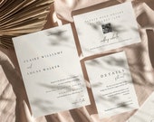 Minimalist Wedding Invitation Suite Template, Elegant Invitation Template Set, Neutral Modern Wedding Invitation - Claire