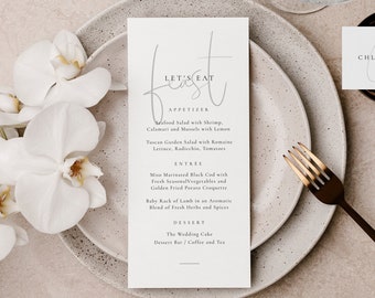 Modern Wedding Menu Template, Printable Wedding Menu, Editable Wedding Menu, Unique Wedding Menu Card Template, Let's Eat Menu - Isla