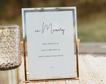 Minimal In Memory Wedding Sign Template, Modern In Loving Memory Sign, Editable Neutral In Memory Table Sign for Wedding - Kyra