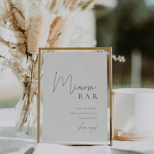 Mimosa Bar Sign Template: Elegant Wedding Brunch and Bridal Shower Decor (Digital) - Kyra