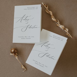 Elegant Wedding Program Template: Modern Folded Booklet Design (Digital) - Audrey