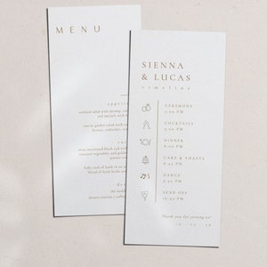 Kaartsjabloon gouden bruiloftmenu en tijdlijn, bruiloftsprogramma en menukaartenset, kaart met reisroute bruiloft, plaatskaart receptiemenu - Siena