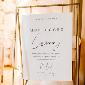Modello moderno per matrimonio unplugged, cartello moderno per matrimonio unplugged, cartello minimalista per matrimonio unplugged, cartello per cerimonia di matrimonio unplugged - Olivia