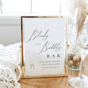 Bloody and Bubbly Bar Sign Template, Bloody Mary Bar Sign, Mimosa Bar Wedding Sign Template, Bridal Wedding Shower Bar Sign - Audrey