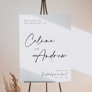 Modern Welcome to Our Wedding Sign Template, Editable Printable Wedding Welcome Sign Template, Customizable Elegant Welcome Sign Celine image 3