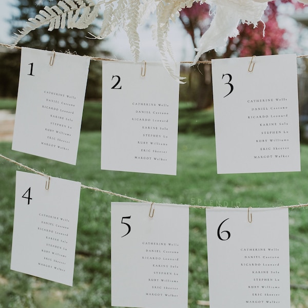 Modern Seating Chart Cards Template, Wedding Table Seating Cards, Wedding Seating Plan, Seating Map, Guest Place Card - Claire