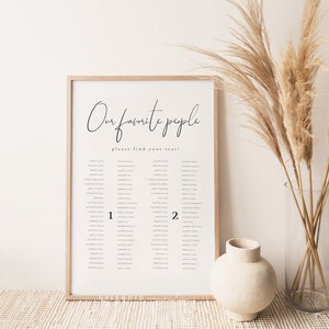 Minimal Wedding Row Seating Chart Template, Editable Row Seating Chart for Wedding Template, Minimal Long Table Rows Seating Chart - Olivia