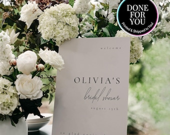 Custom Bridal Shower Welcome Sign PRINTED, Blush Pink Bridal Shower Sign Printed & Shipped - Claire