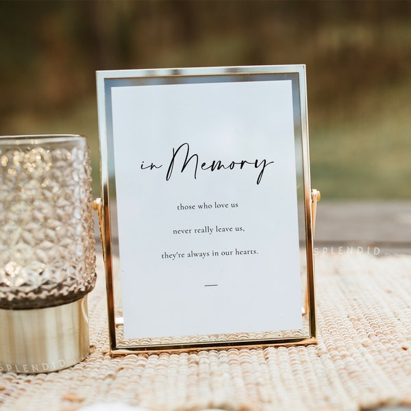 In Loving Memory Sign Template, Printable In Memory Sign for Wedding, Modern Wedding In Memory Sign in Multiple Sizes - Celine