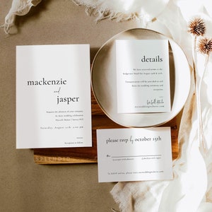 Minimalist Wedding Invitation Set: Elegant Editable Suite (Digital Download) - Mackenzie