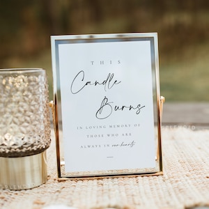 This Candle Burns Sign Template, In Loving Memory Sign Template, In Memory Sign, Memorial Sign, Wedding In Memory Candle Sign Celine image 1