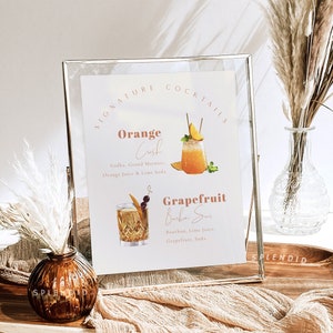 Bohemian Signature Cocktails Sign: Terracotta Orange Wedding (Digital Download) - Chloe