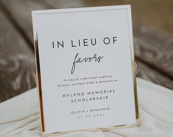 In Lieu of Favors Sign Template, Minimalist Favors Sign, In Lieu of Favours Sign, Modern In Lieu of Favors Sign Template - Liv