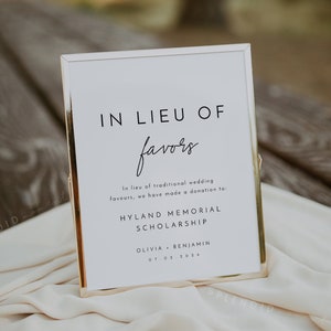 In Lieu of Favors Sign Template, Minimalist Favors Sign, In Lieu of Favours Sign, Modern In Lieu of Favors Sign Template Liv 画像 1