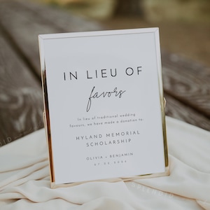 Minimalistische „In Lieu of Favors“-Schildervorlage (Digitaler Download) - Liv