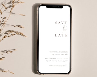 Minimalist Wedding Save the Date Evite: Bohemian Mobile Design (Digital Download) - Hannah