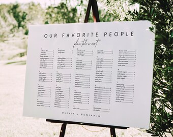 Minimalist Wedding Seating Chart Template: Alphabetical Sign (Digital Download) - Liv