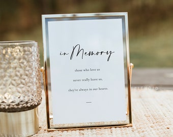 In Loving Memory Sign Template, Printable In Memory Sign for Wedding, Modern Wedding In Memory Sign in Multiple Sizes - Celine