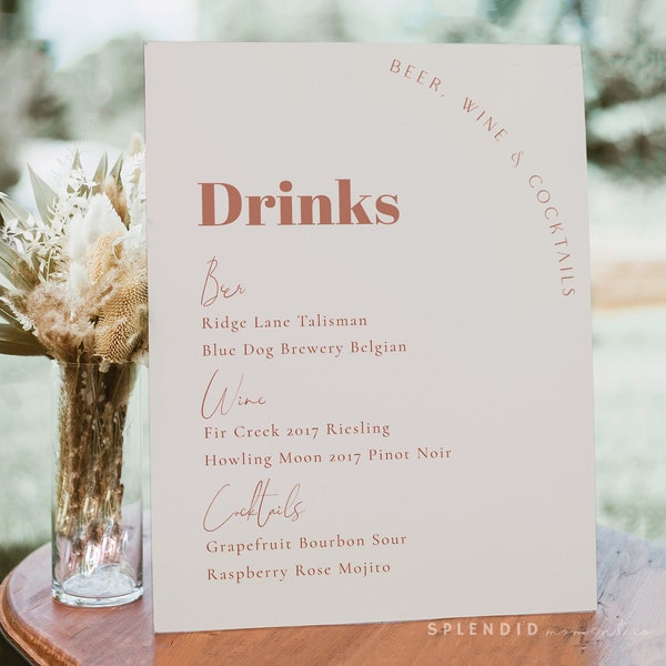Arch Bar Menu Template - Etsy