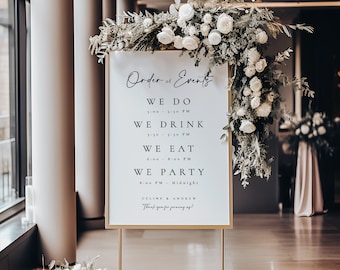 Editable Wedding Timeline Sign: Modern Ceremony Reception Schedule (Digital Download) - Celine