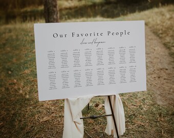 Modern Seating Chart Template, Landscape Seating Chart, Wedding Seating Chart, Our Favorite People Sign, Horizontal Seating Chart - Kyra