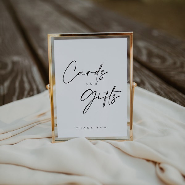 Modern Cards and Gifts Wedding Sign Instant Download, Printable Cards and Gifts Sign Template, Editable Wedding Cards and Gifts - Celine