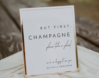 Champagne Wedding Sign Template: Minimalist Ceremony Sign (Digital Download) - Liv