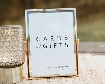 Minimal Cards and Gifts Sign Template, Printable Modern Cards and Gifts Table Sig for Weddings in Multiple Sizes - Liv