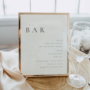 Wedding Bar Menu Sign Template: Minimalist Drinks Sign (Digital Download) - Sienna Claire