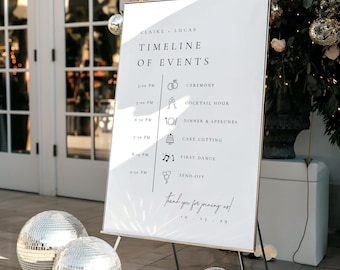 Modelo de Cronograma de Casamento, Itinerário de Casamento, Ordem dos Eventos - Claire
