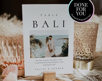 Table Numbers with Photo, Table Name Cards PRINTED, Memories and Travel Table Numbers - Celine