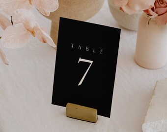 Modern Wedding Table Numbers Template: Black and White (Digital Download) - Sienna