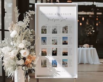 Wedding Photo Seating Chart Template, Photo Location Guest Seating
