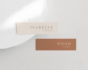 Wedding Place Cards Minimal Template, Minimalist Modern Wedding Place Cards, Modern Name Cards, Printable Place Cards in 3 Colors - Sienna