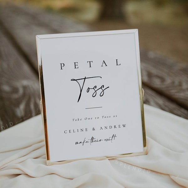 Minimalist Wedding Petal Toss Template, Flower Confetti Toss Sign, Wedding Confetti, Wedding Ceremony Sign, Exit Flower Toss Sign - Celine