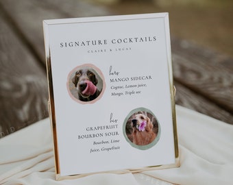 Pet Signature Cocktails Sign Template, Dog Signature Cocktails, Pets Bar Sign, Wedding Bar Sign Template, Pets Signature Cocktails - Claire