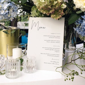 Modern Minimal Wedding Menu Sign Template, Editable DIY Beige Wedding Menu Sign, Wedding Buffet Menu Template Instant Download - Kyra