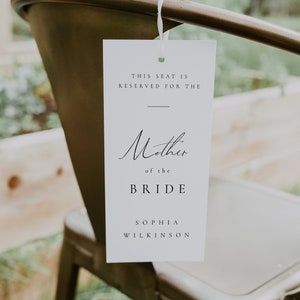 Elegant Reserved Chair Tag Template, Modern Reserved Seat Tag, Wedding Reserved Chair Seat Tag, Minimal Wedding Reserved Tag - Audrey