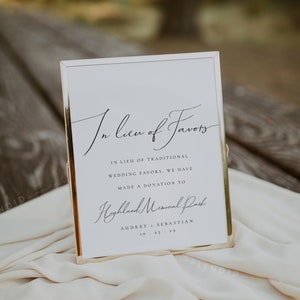 Elegantes In Lieu of Favors Schild Vorlage: Hochzeits-Spendenschild (digital) - Audrey