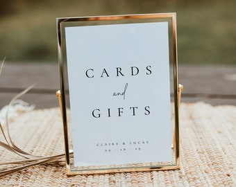 Modern Cards and Gifts Sign Template, Cards and Gifts Table Sign, Card Box Sign, Wedding Gifts Sign, Cards Gifts Wedding Printable - Claire