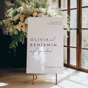 Minimalistische Hochzeit Willkommensschild Vorlage: Bearbeitbares Zeremoniedekor (Digitaler Download) - Liv