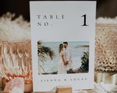 Photo Table Numbers Template: Modern Wedding Table Number Sign(Digital Download) - Claire Sienna