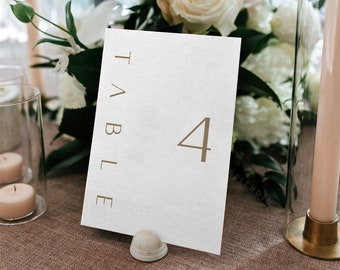 Gold Wedding Table Numbers Template: Minimalist Design (Printable Editable Download) - Sienna