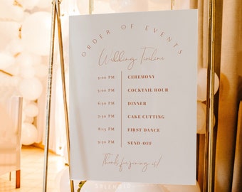 Modern Wedding Timeline Sign Template, Modern Timeline Sign, Order of Events Sign, Bohemian Timeline Sign, Wedding Itinerary Sign - Chloe
