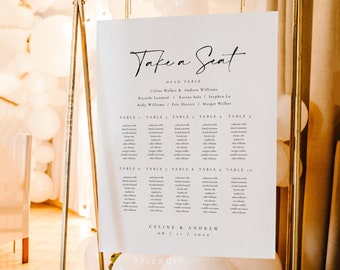 Modern Seating Chart Template, Wedding Seating Chart Sign, DIY Seating Chart Sign for Wedding, Seating Chart with Bridal Table - Celine