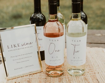Anniversary Wine Label Template: Wedding Sign (Digital Download) - Hannah